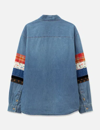 Khoki Patchwork Denim Overshirt In Blue