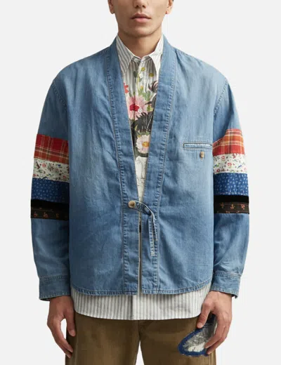 Khoki Patchwork Denim Overshirt In Blue