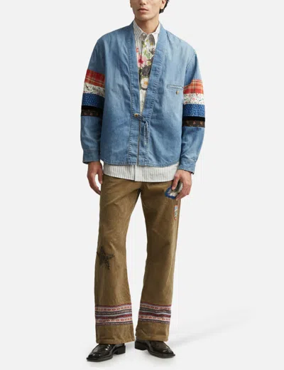Khoki Patchwork Denim Overshirt In Blue
