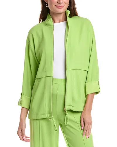 St John St. John Solid Mock Neck Jacket In Green