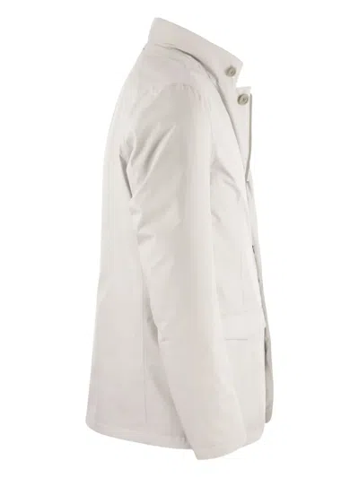 Herno High-neck Buttoned Padded Jacket In White