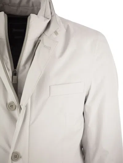 Herno High-neck Buttoned Padded Jacket In White