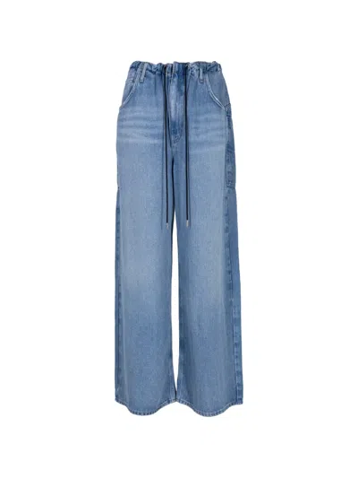 Agolde Shaw Drawstring Wide Leg Jeans In Script In Blue