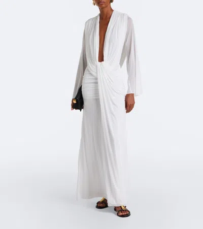 Christopher Esber Ripple Draped Jersey Gown In White