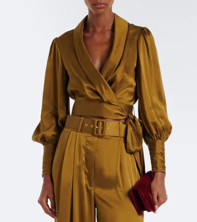 Zimmermann Silk Satin Wrap Top In Multi