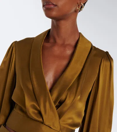 Zimmermann Silk Satin Wrap Top In Multi