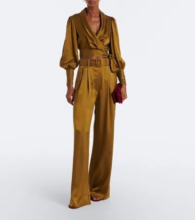 Zimmermann Silk Satin Wrap Top In Multi