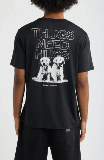Santo Studio Thugs Need Hugs Graphic Tech T-shirt In Black