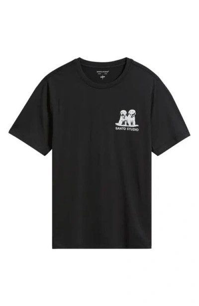 Santo Studio Thugs Need Hugs Graphic Tech T-shirt In Black
