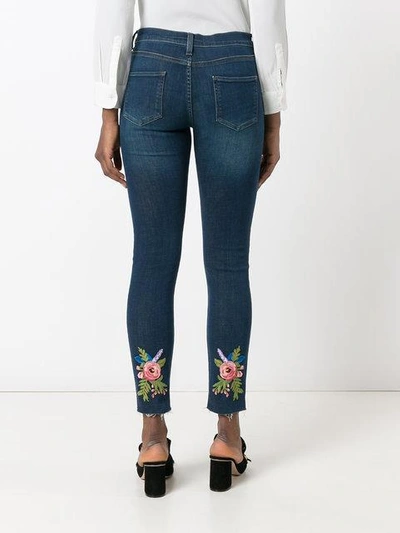 Shop Gucci Embroidered Skinny Jeans - Blue