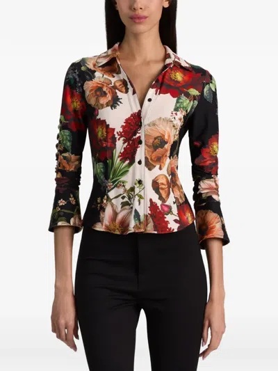 Alice And Olivia Freya Button Down Top In Multi