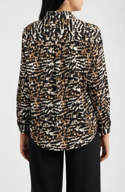 Ak Anne Klein Print Button Front Shirt In Multi