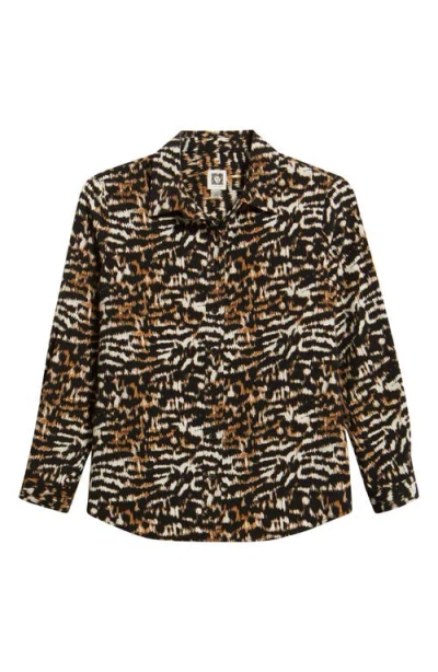 Ak Anne Klein Print Button Front Shirt In Multi