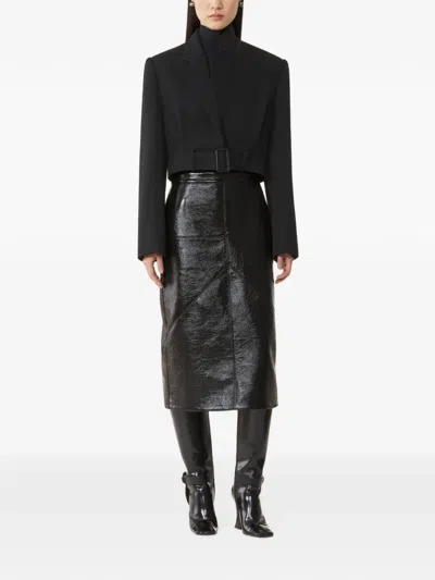 Lanvin Structured Peak Lapel Jacket With Built-in Belt In Black