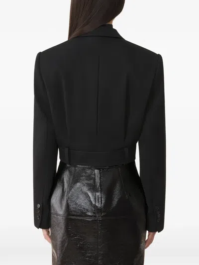 Lanvin Structured Peak Lapel Jacket With Built-in Belt In Black