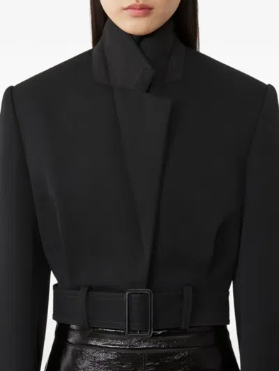 Lanvin Structured Peak Lapel Jacket With Built-in Belt In Black