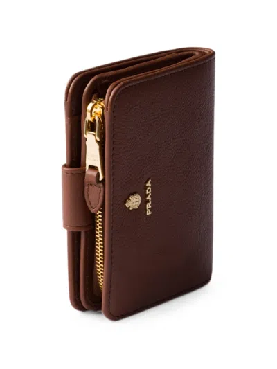 Prada Small Leather Wallet In Brown