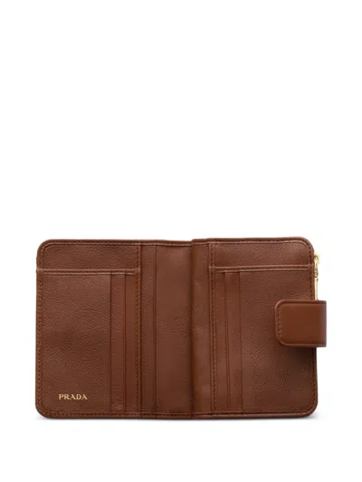 Prada Small Leather Wallet In Brown