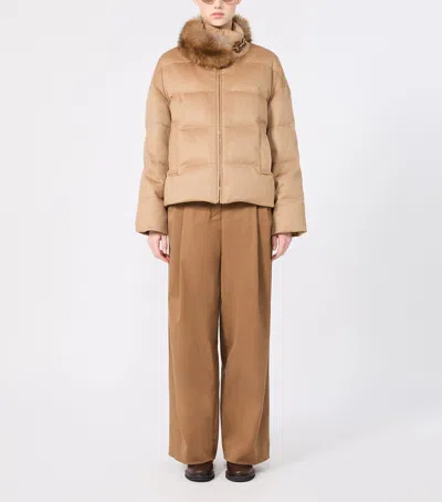 Max Mara Camel Wool Down-filled Jacket In Brown