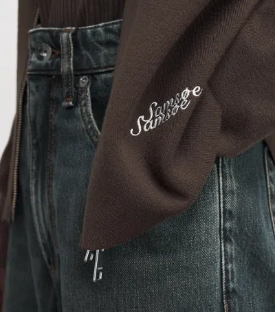 Samsoe & Samsoe Samsøe Samsøe Zip-up Samatt Polo Sweater In Brown