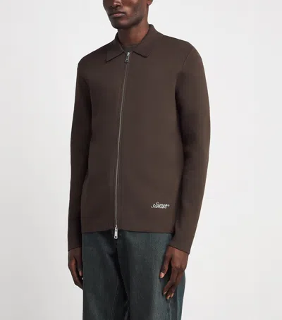 Samsoe & Samsoe Samsøe Samsøe Zip-up Samatt Polo Sweater In Brown