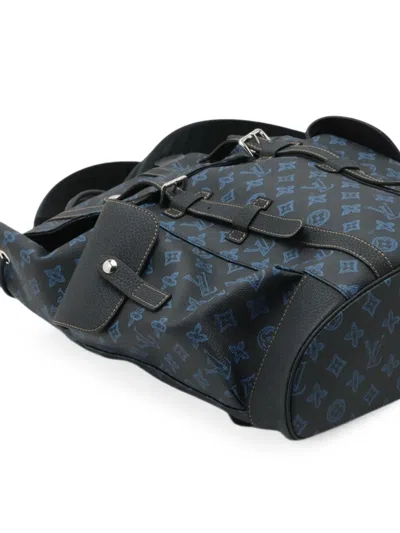 Pre-owned Louis Vuitton 2021-2026 Monogram Lv Fall Collection Christopher Mm Backpack In Blue