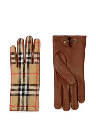 Burberry Check-pattern Gloves In Brown