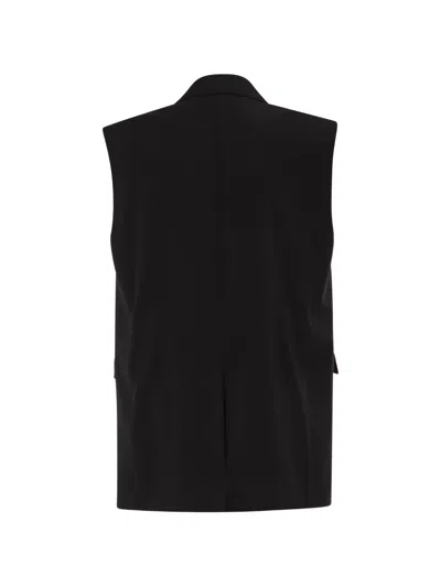 Max Mara Sleeveless Wool Jacket In Black
