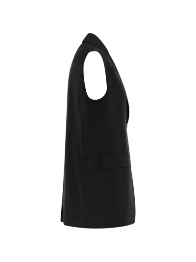 Max Mara Sleeveless Wool Jacket In Black
