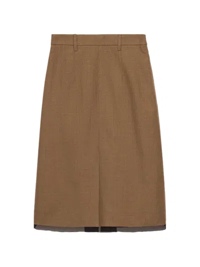 Prada Wool Midi-skirt In Brown