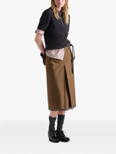 Prada Wool Midi-skirt In Brown