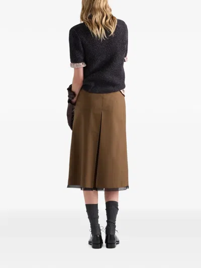 Prada Wool Midi-skirt In Brown