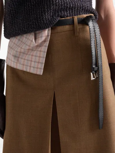 Prada Wool Midi-skirt In Brown