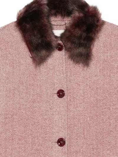 Manzoni 24 Herringbone-pattern Coat In Pink