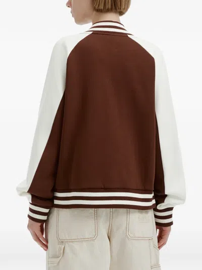 Chocoolate Logo-embroidered Colour-block Bomber Jacket In 브라운
