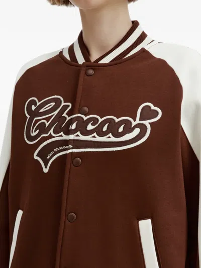 Chocoolate Logo-embroidered Colour-block Bomber Jacket In 브라운