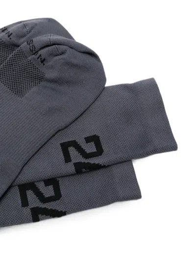 Represent Logo-intarsia Mesh-panel Socks In Gray