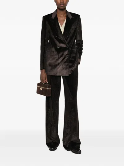 Tagliatore Corduroy Double-breasted Suit In Brown