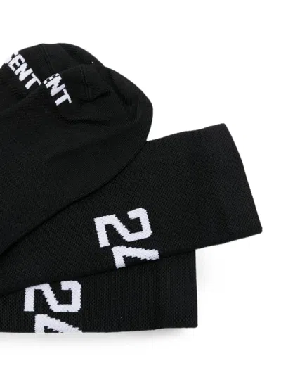 Represent Intarsia-knit Logo-print Socks In Black