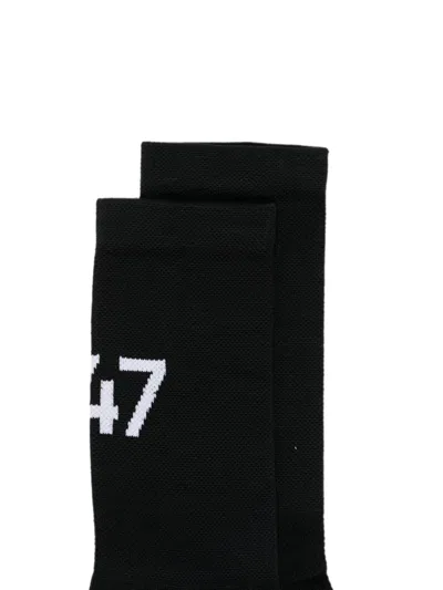 Represent Intarsia-knit Logo-print Socks In Black