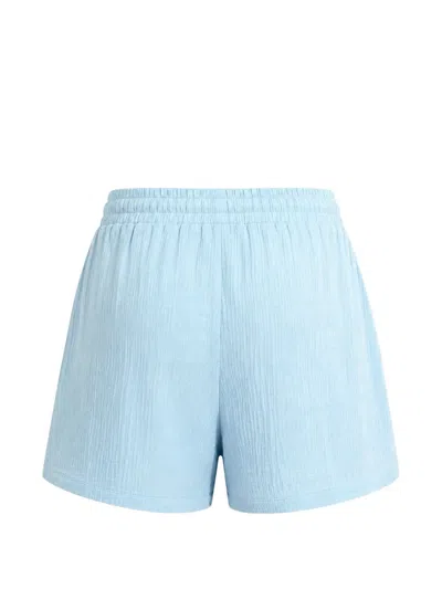 Seafolly Crinkle-texture Drawstring Shorts In Blue