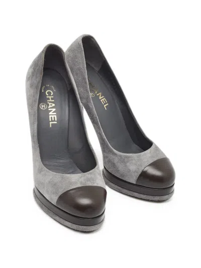 Pre-owned Chanel Cap-toe Platform Pumps In Grey
