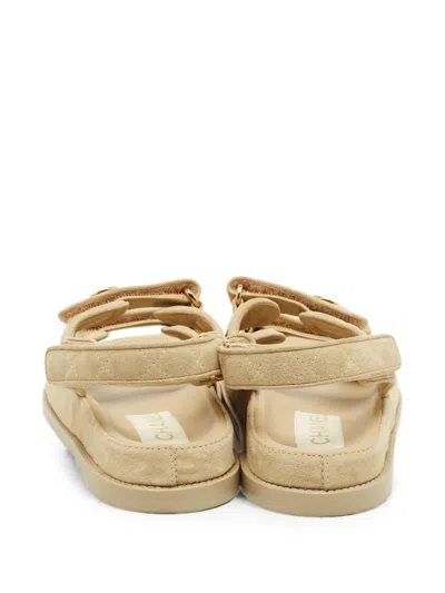 Pre-owned Chanel Dad Touch-strap Sandals In Neutrals