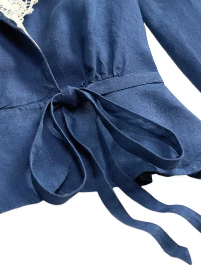 Rrl 레이스 트리밍 랩 스타일 블라우스 In Blue