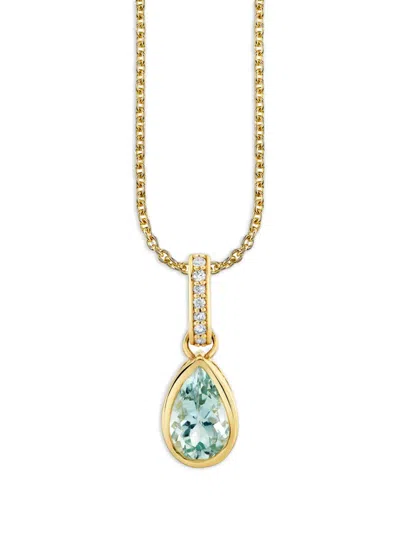 Sydney Evan 아쿠아마린 앤 다이아몬드 펜던트 네크리스 In Gold