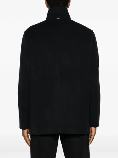 Herno Double-breasted Coat In Black