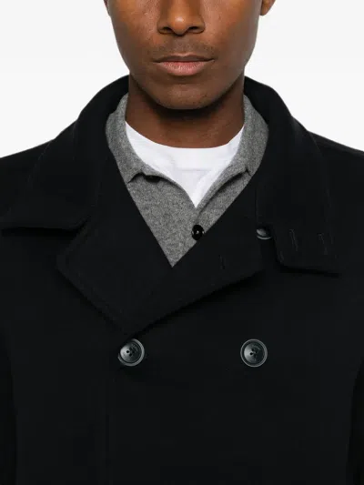 Herno Double-breasted Coat In Black