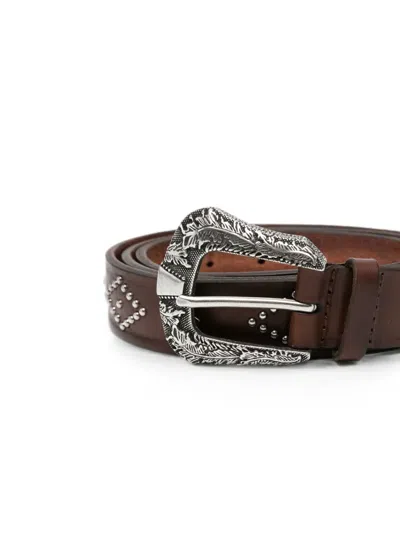 Orciani Stud-embellished Leather Belt In Brown