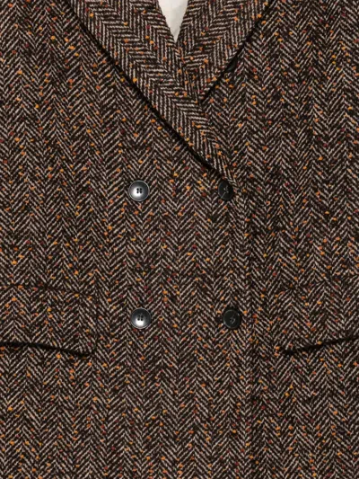 Seventy Herringbone Double-breasted Coat In Gray