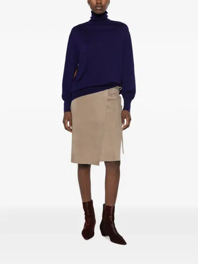 Bompard Turtleneck Sleeve-vent Sweater In Blue